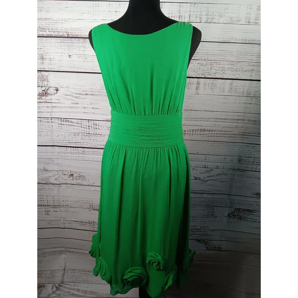 Boden Emerald Green Sleeveless Midi Dress with Rosette Trim - Picture 2 of 10